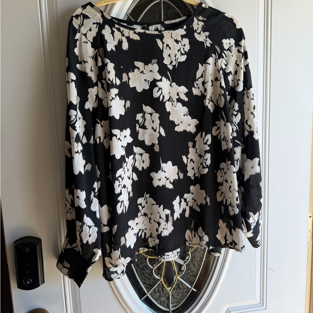 Maurices Black and White Floral Blouse